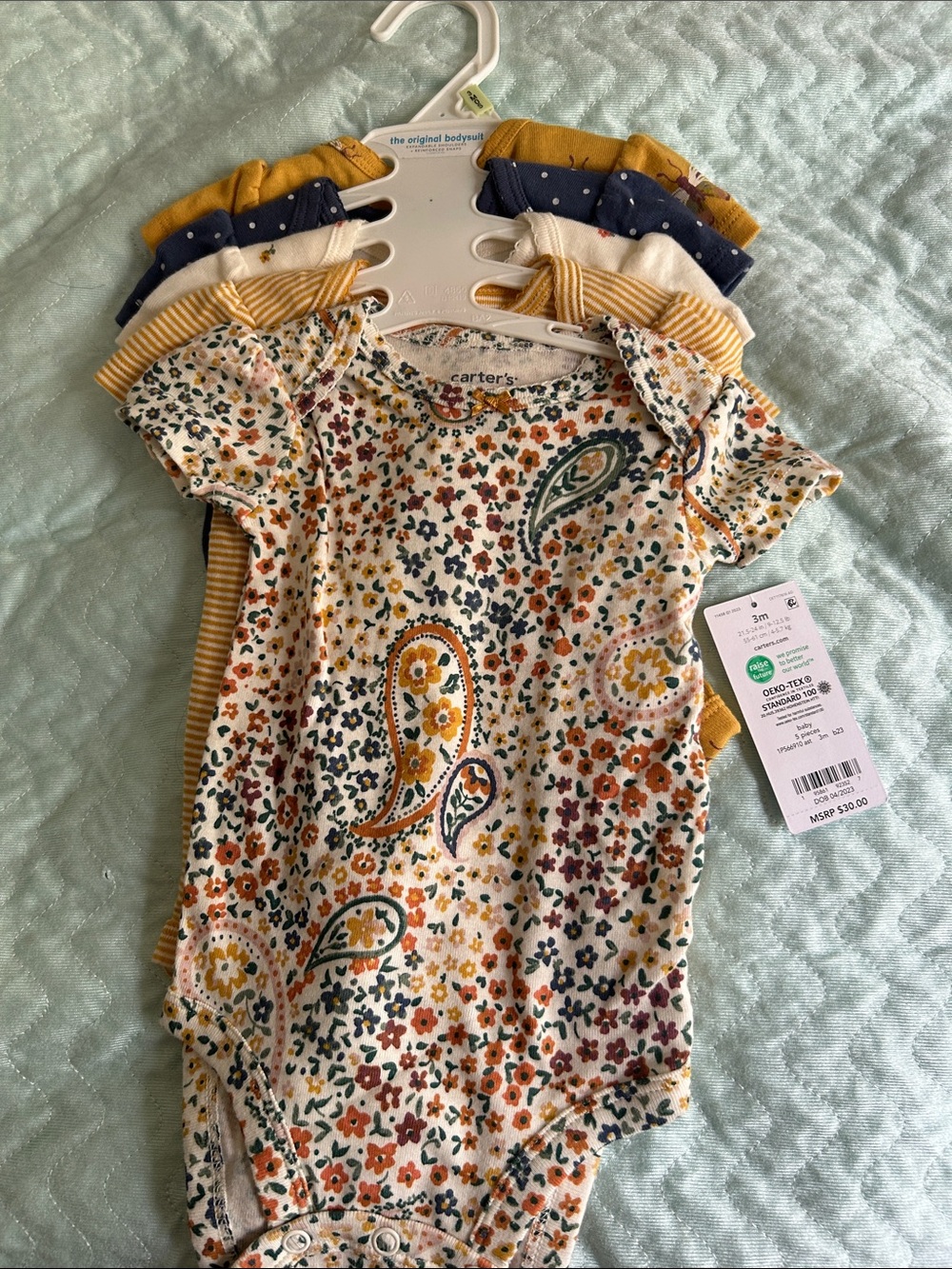 Carter's Floral Paisley Short-Sleeve Baby Bodysuit - Mustard & Multicolor